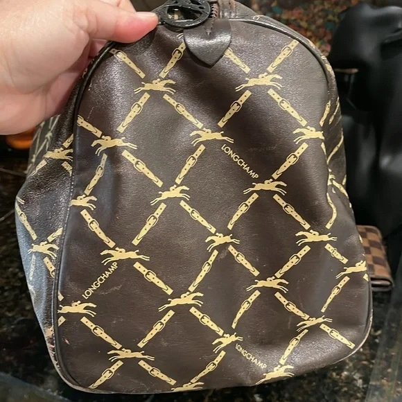 Longchamp Lattice double buckle horse jump brown speedy bag Authentic Vintage - Picture 14 of 17